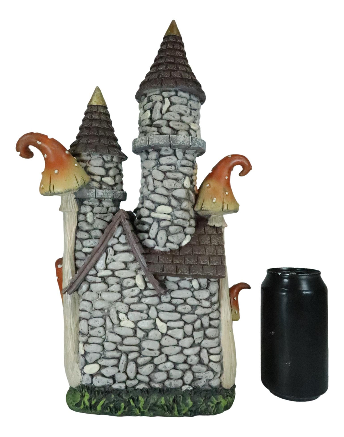 Fairy Garden LED Light Up Castle Stone House With Tall Tower Roofs Figurine - Ebros Gift