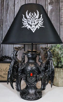 Ebros Gothic Climbing Dual Dragon Desktop Table Lamp Statue Decor & Shade 19"H