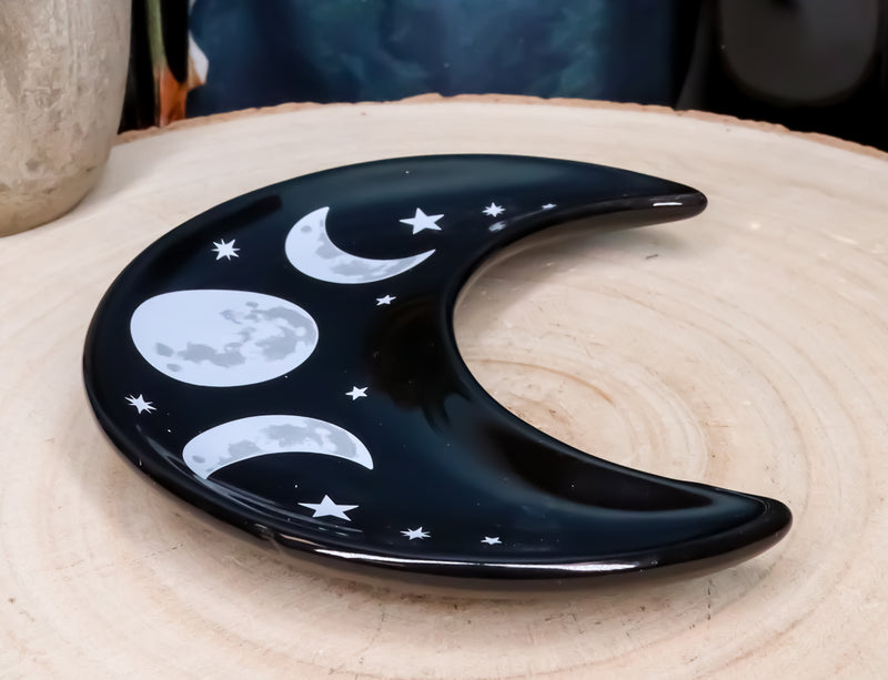 Wicca Occult Triple Moon Goddess Ceramic Trinket Jewelry Dish Or Appetizer Plate