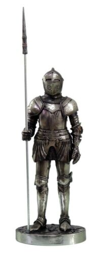Ebros 7 Inch Armored Medieval Knight with Large Spear Statue Figurine