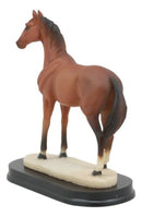 Thoroughbred Pride Brown Chestnut Race Horse Statue Model Steed Desktop Figurine