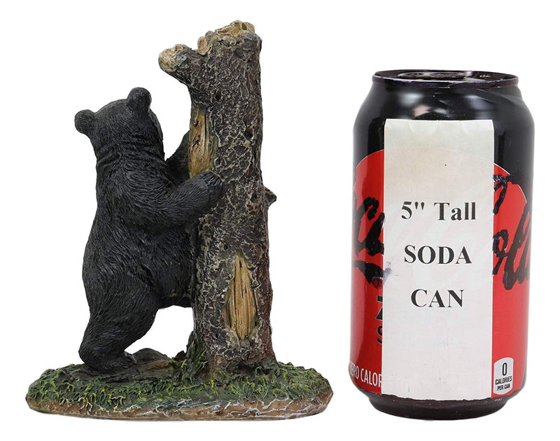 Ebros 5.5" Tall Realistic Black Bear Climbing Tree Trunk Statue Rustic Wildlife Forest Western Cabin Decor Bears Figurine - Ebros Gift