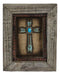 Pack of 4 Rustic Western Turquoise Gems Horseshoe Cross Wood Framed Wall Decors