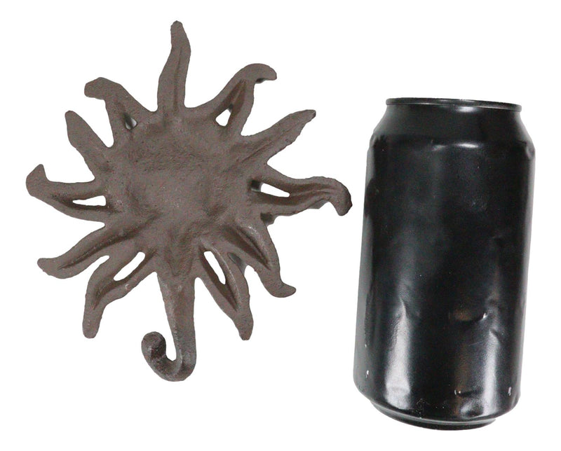 Pack Of 2 Cast Iron Western Rustic Belenos Sun God Shaped Wall Coat Hooks Decor