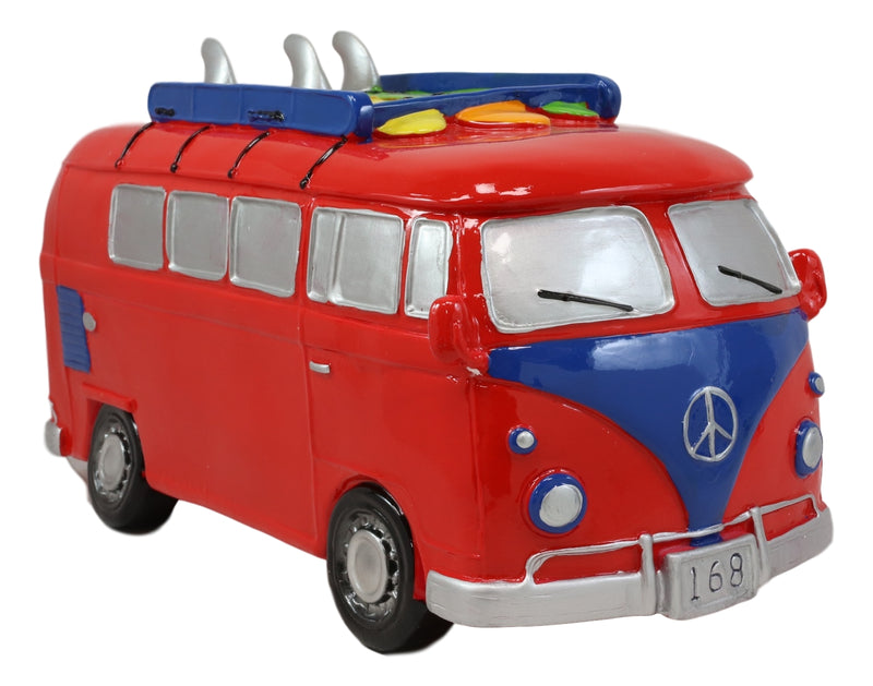 Large Red Camper Van Minibus Boys Girls Children Money Coin Piggy Bank Figurine