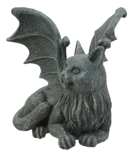 Ebros Gothic Winged Cat Gargoyle Shelf Sitter Statue 4" Wide PC Monitor Topper Decor Figurine - Ebros Gift