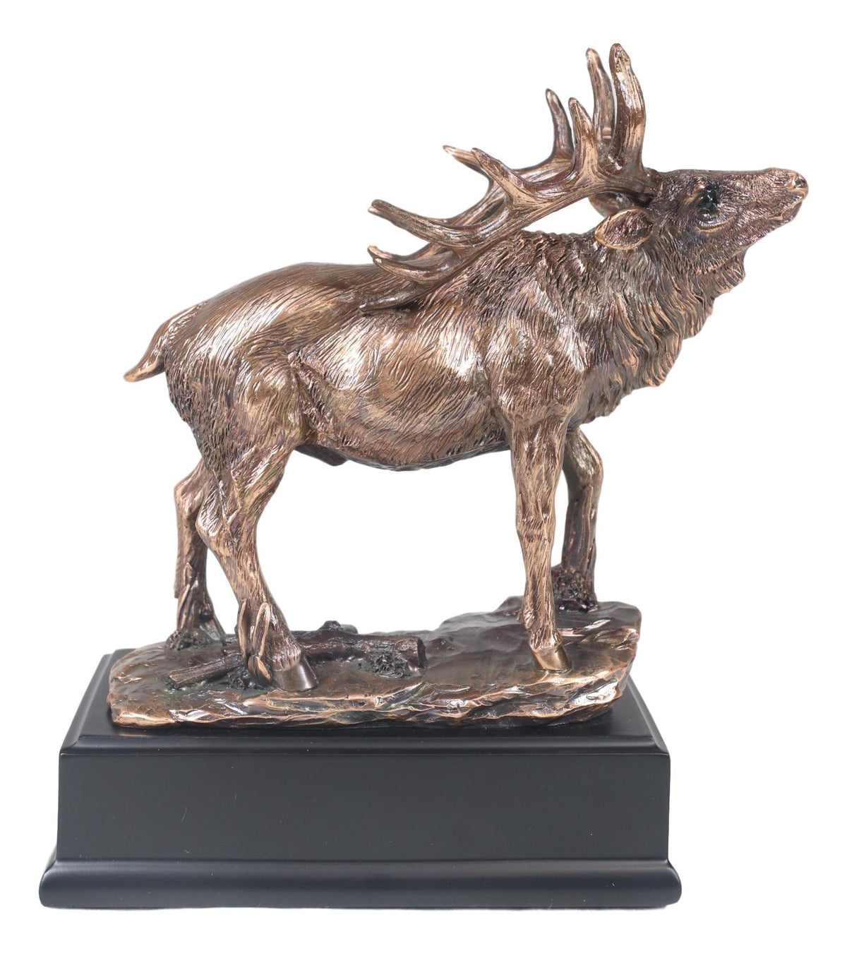 Large Wapiti Bull Elk Deer Rustic Bronze Electroplated Finish Statue With Base - Ebros Gift