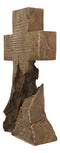 Ebros Rustic Distressed Wood Trunk Root Cross On The Mountain Sculpture 11.75" H