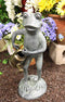 Ebros Gift 19" Tall Aluminum Metal Green Thumb Whimsical Gardening Frog with Watering Can Garden Statue Frogs Spring Summer Pastime Patio Pool Pond Lawn Yard Decorative Rustic Sculpture Accent