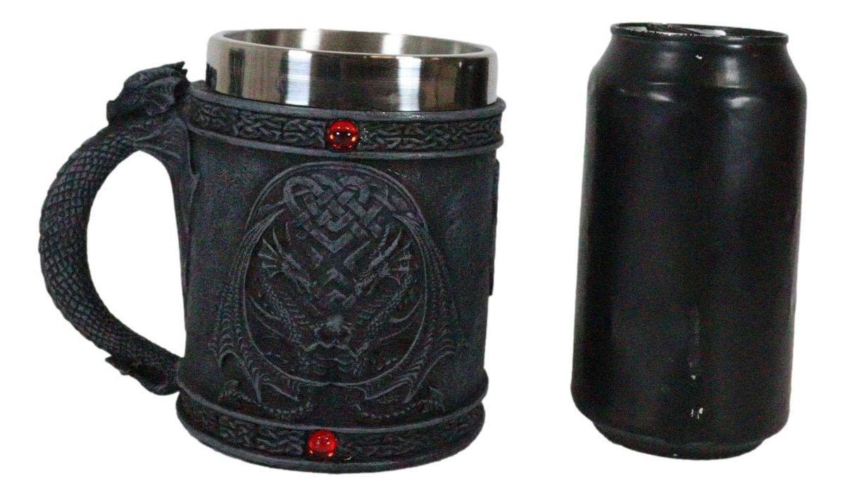 Celtic Knotwork Dragon Lair Serpentine Drake With Red Gems Coffee Drink Cup Mug