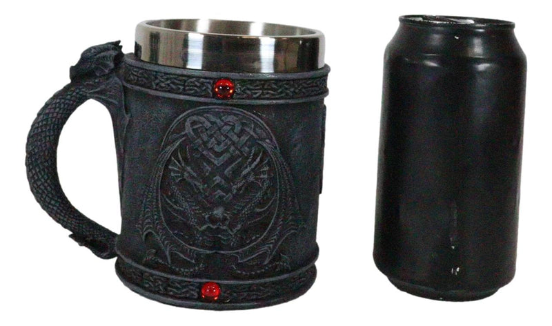 Celtic Knotwork Dragon Lair Serpentine Drake With Red Gems Coffee Drink Cup Mug
