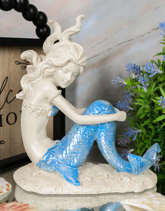 Ebros Lovesick Mermaid Sitting On Ocean Floor Statue 6.5" Tall Mermaid Figurine