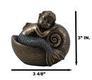 Merbaby Sleeping In Nautilus Shell Bed Figurine 3.5" Long Small Mermaid Baby Boy