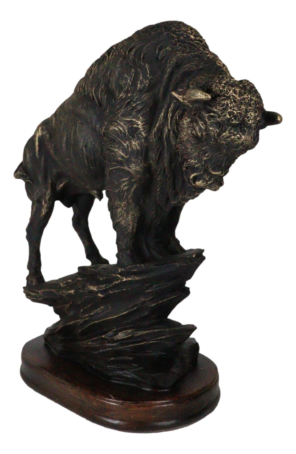 North American Indian Plains Bison Buffalo Climbing Rock Cliff Slope Figurine
