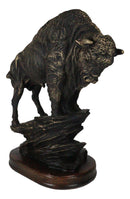 North American Indian Plains Bison Buffalo Climbing Rock Cliff Slope Figurine