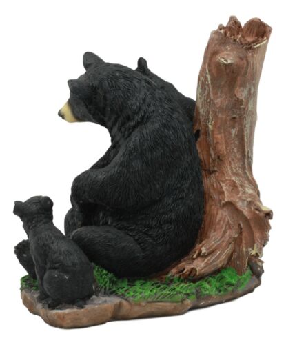 Black Bear Mother And Her Cubs In The Woodlands Statue 6"Tall Nature's Nurture