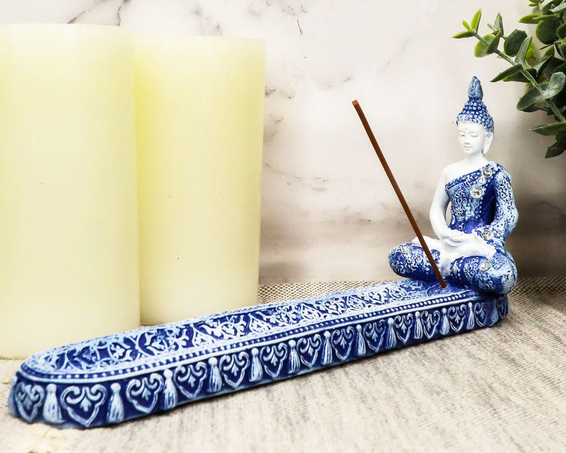 Ebros Terracotta Thai Buddha Amitabha Meditating in Dhyana Mudra Incense Holder Statue