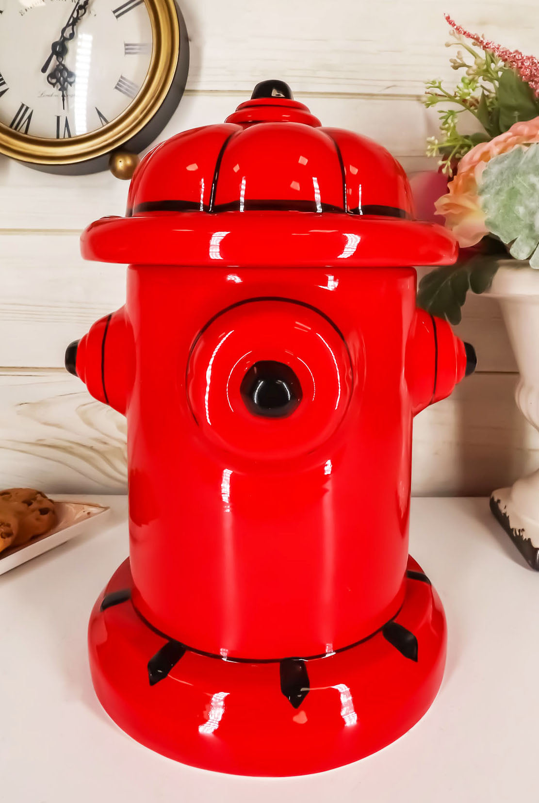 Ebros Gift Ceramic Fire Hydrant Treat Cookie Jar Decorative Figurine 1