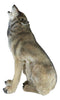 Large Wildlife Sitting Alpha Wolf Howling At The Moon Statue Decor 33.25" Tall