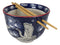 Japanese White Storks In Dark Blue Sky Ramen Soup Bowl With Chopsticks Set