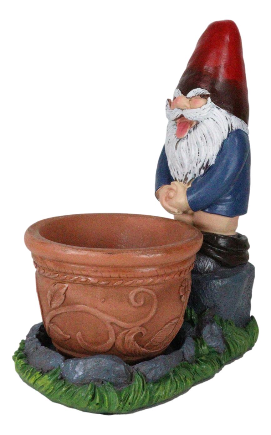Whimsical Garden Naughty Gnome Pants Butt Down Peeing Planter Vase Pot Statue - Ebros Gift
