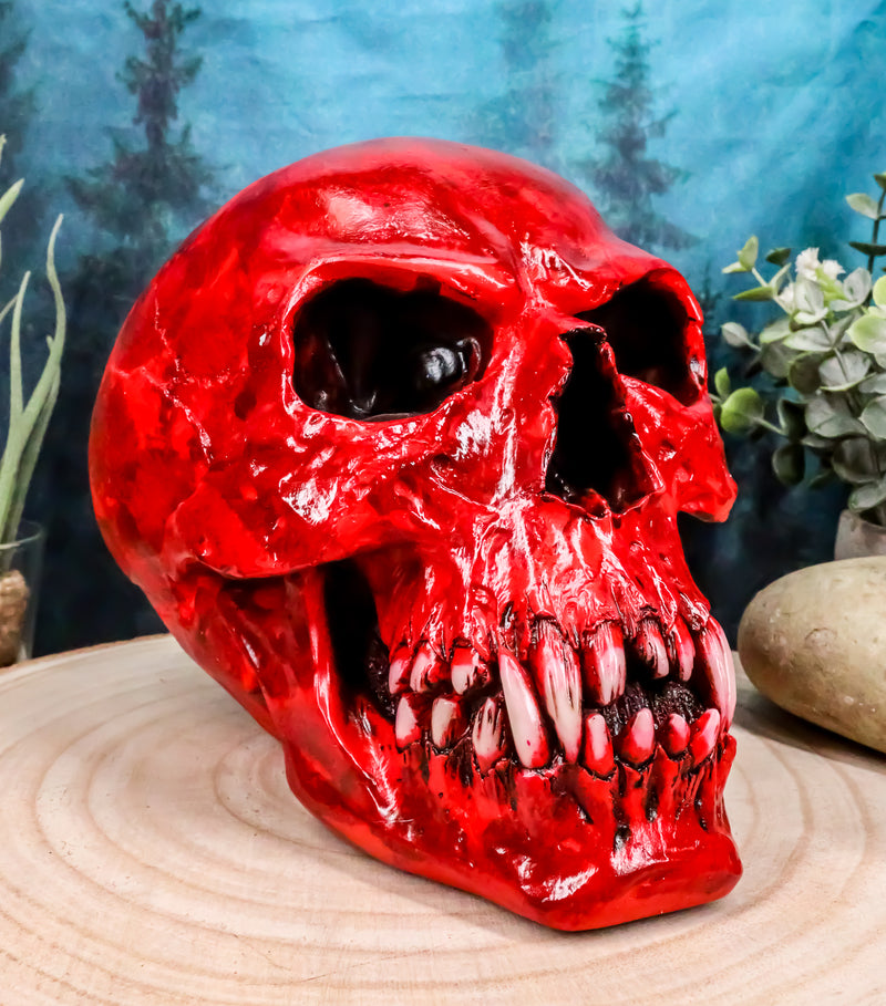 Bloodlust Red Blood Vampire Skull Statue 8"Long Demonic Dracula Skeleton Cranium