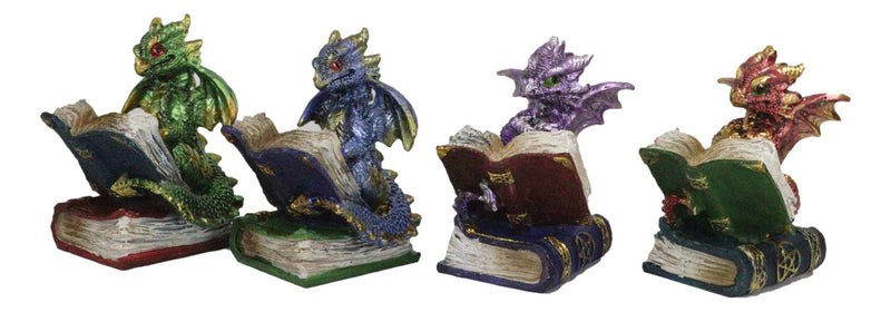 Ebros Metallic Three Wise Baby Dragon Set See Hear Speak No Evil Statue 3.5"H