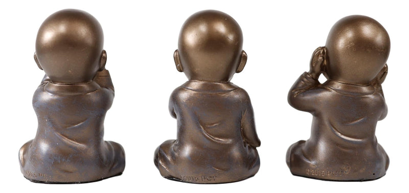 See Hear Speak No Evil Wise Shaolin Kung Fu Little Monks Set of Three Figurines