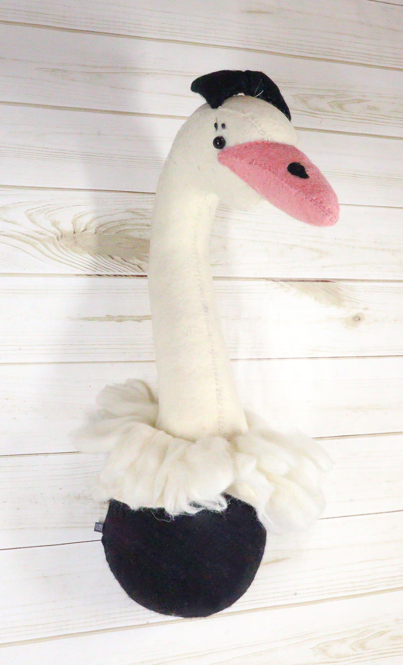 Ebros Fiona Walker England Handmade Organic Girl Ostrich Head Wall Decor Large 24"H