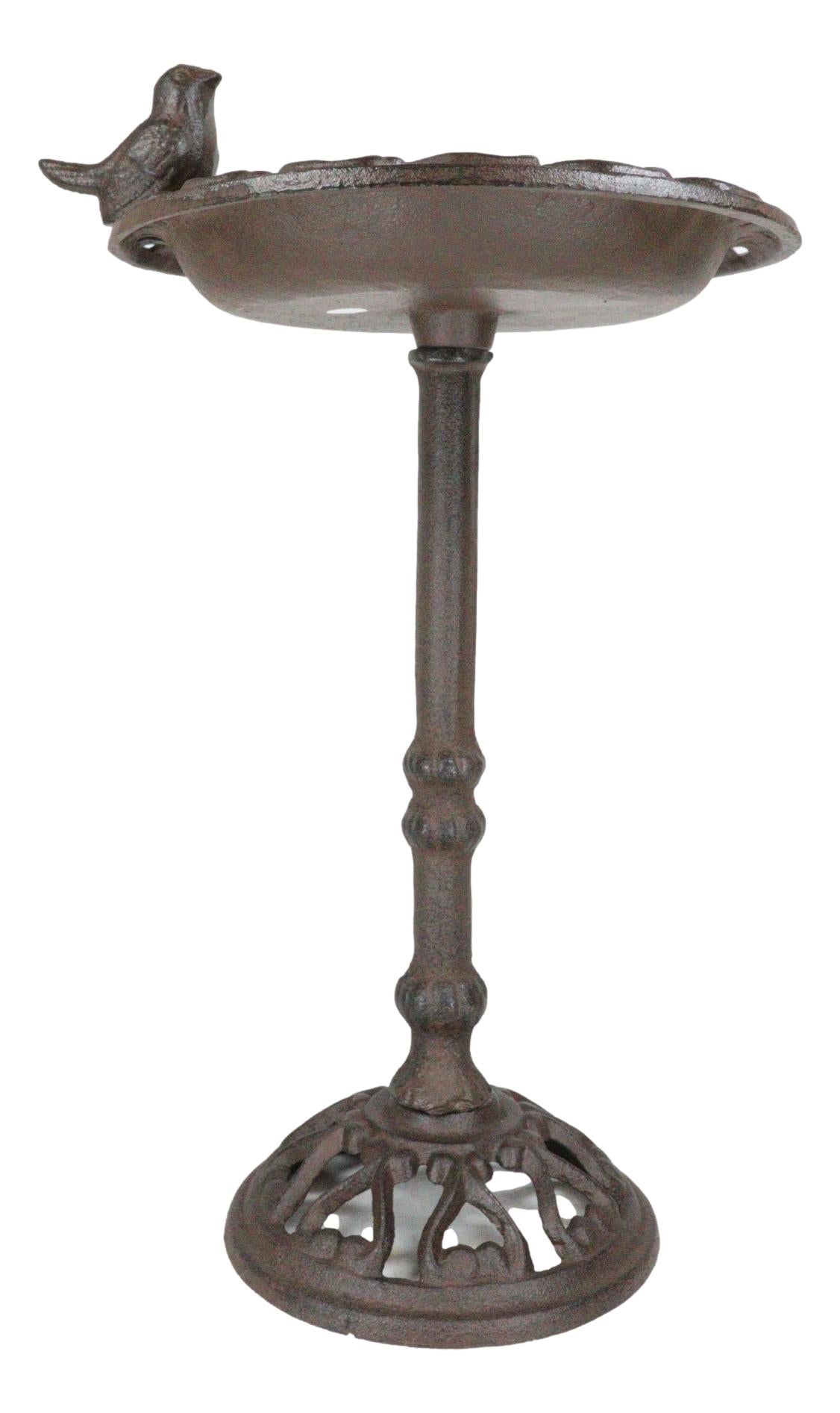 Rustic Cast Iron Bluebird Victorian Floral Bird Feeder Bath Garden Statue 14"H