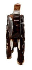 Balinese Wood Handicrafts Safari Jungle Elephant With Trunk Up Figurine 10"H