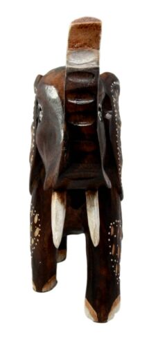 Balinese Wood Handicrafts Safari Jungle Elephant With Trunk Up Figurine 10"H