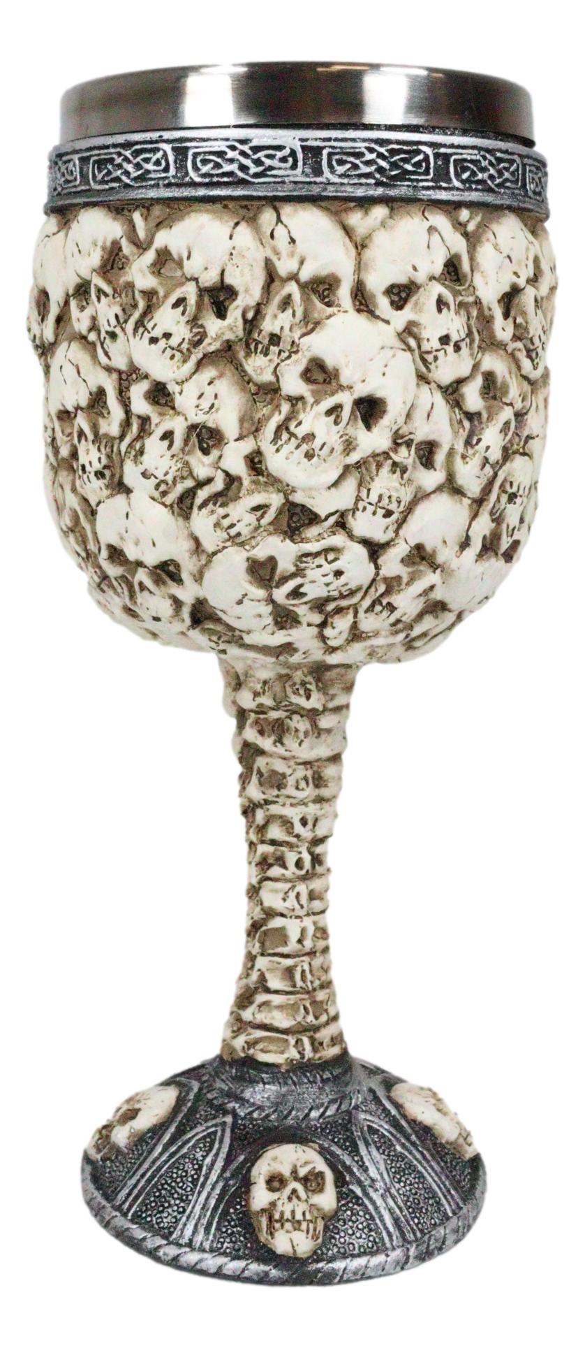 Ossuary Skull Heaps Death Piled Skeletons Ghost 5oz Wine Drink Goblet Chalice