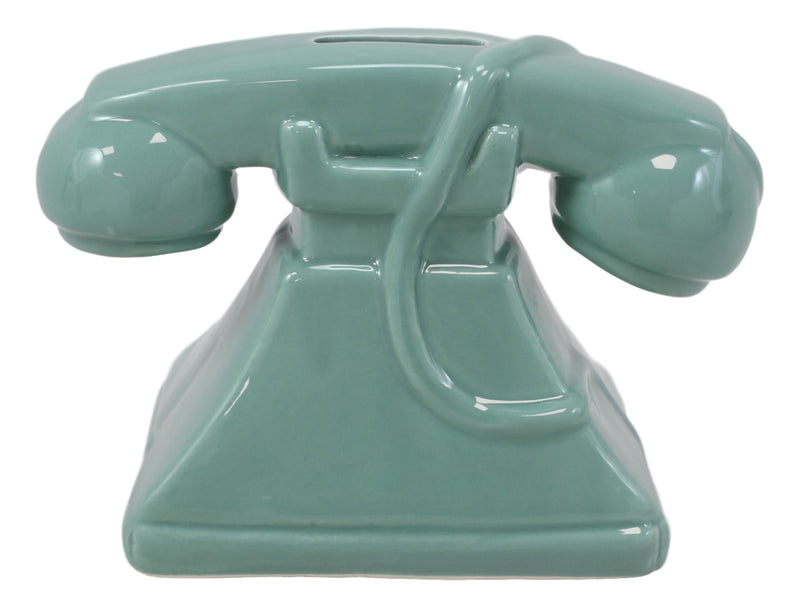 Vintage Nostalgia Teal Rotary Telephone 7"L Money Coin Piggy Bank Decor