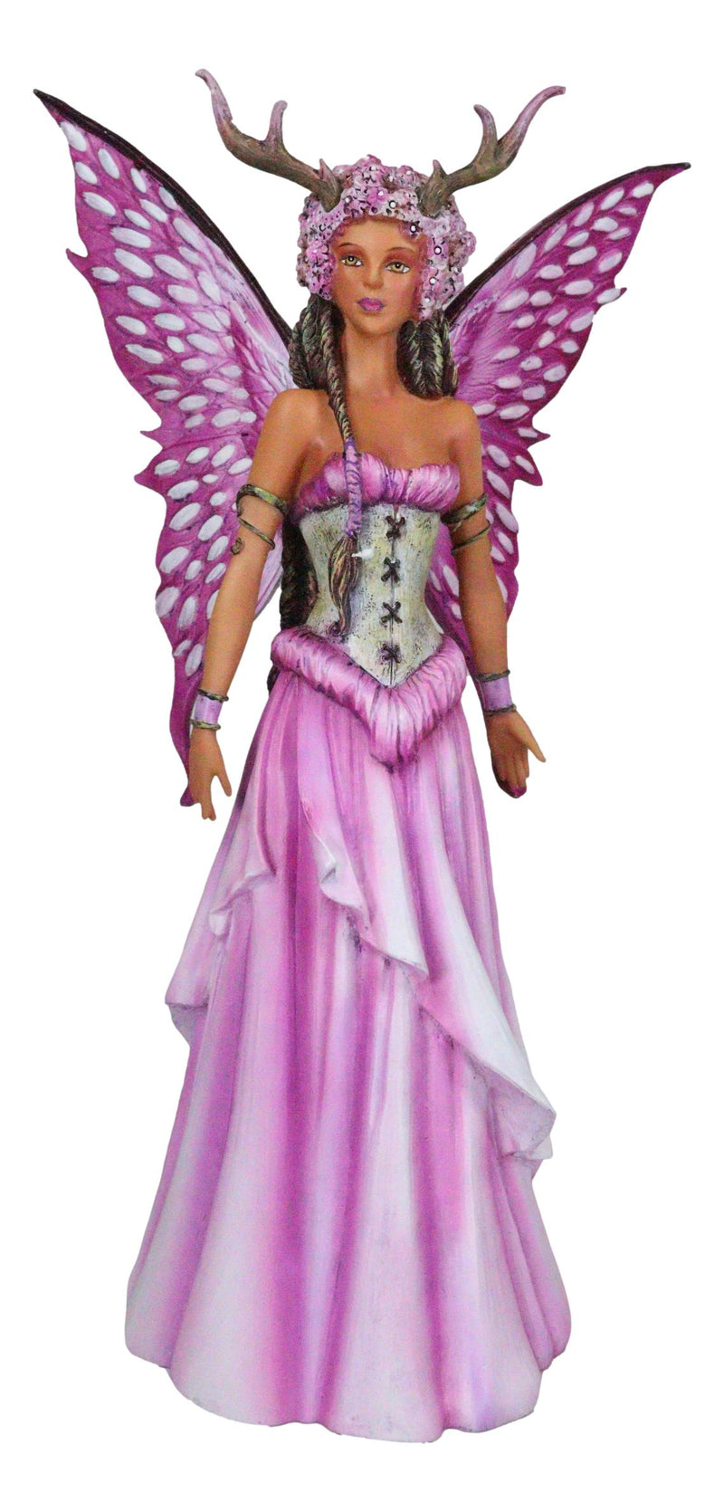 Amy Brown Pink Butterfly Winged Bloom Tribal Fairy With Stag Antlers Statue