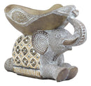 Ebros Gold Mosaic Design Elephant Laying Down W/ Trunk Up Holding Bowl Decor