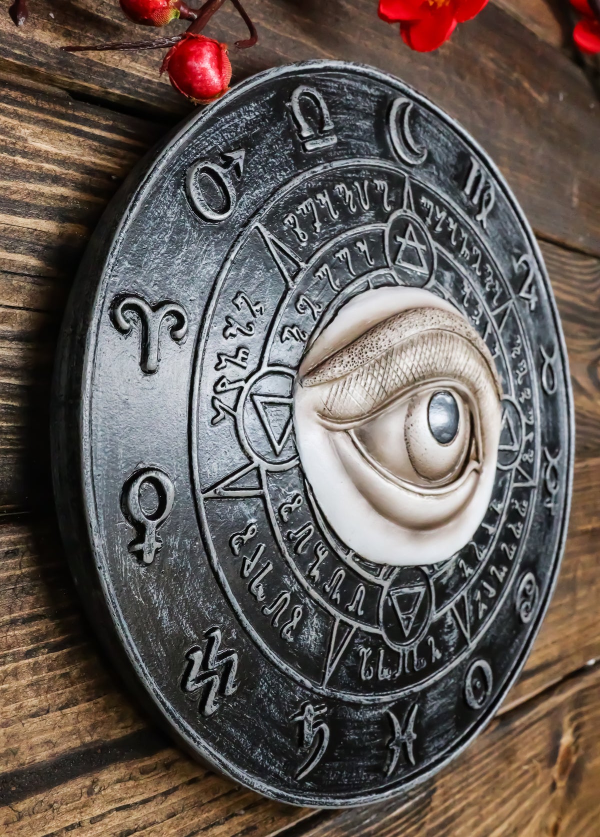 Evil Eye With Wicca Symbols Talisman Luck Wall Decor Plaque Medallion Figurine