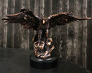 Patriotic American Bald Eagle Bronze Electroplated Resin Figurine With Base