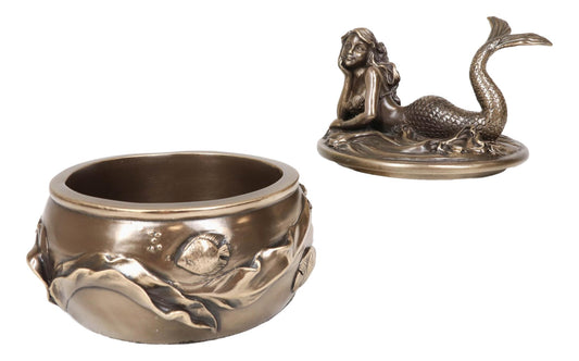 Ebros Fantasy Mermaid Resting With Under The Sea Fishes Decorative Jewelry Box - Ebros Gift