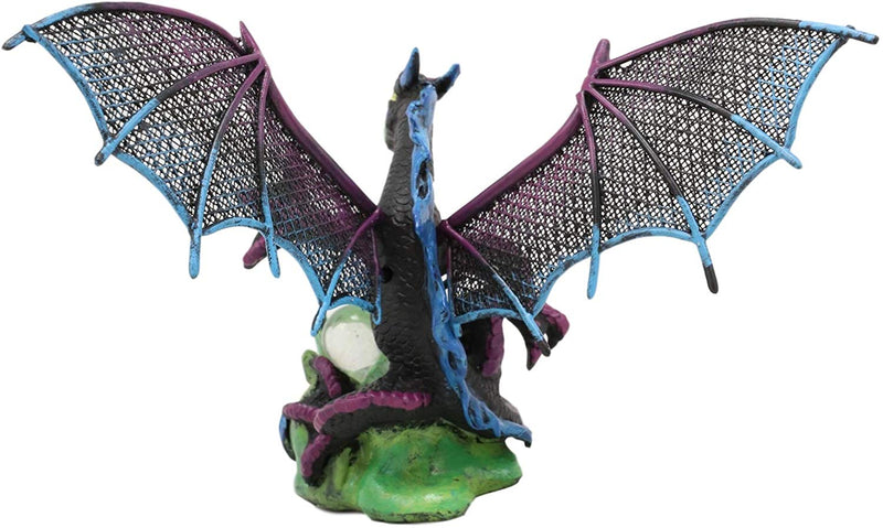 Ebros Blue and Black Battle Hardened Midnight Pterosaur Dragon Figurine 6" Long