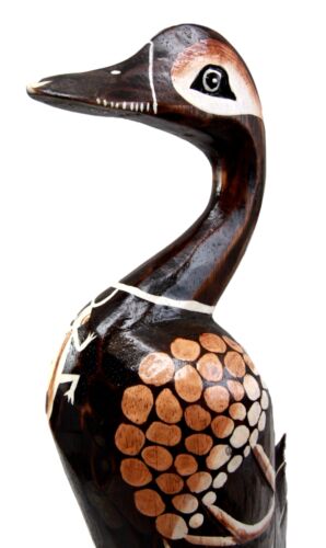 Balinese Wood Handicrafts Waterfront Mother Duck & Duckling Figurine 16.5"Long