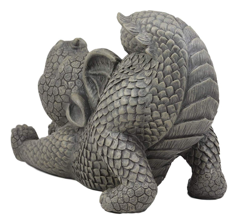 Ebros Garden Dragon Morning Greeting Stretch Statue 11.75" Long Cute Baby Dragonling Wyrmling Faux Stone Resin Finish Figurine Fantasy Dragons Home Decor