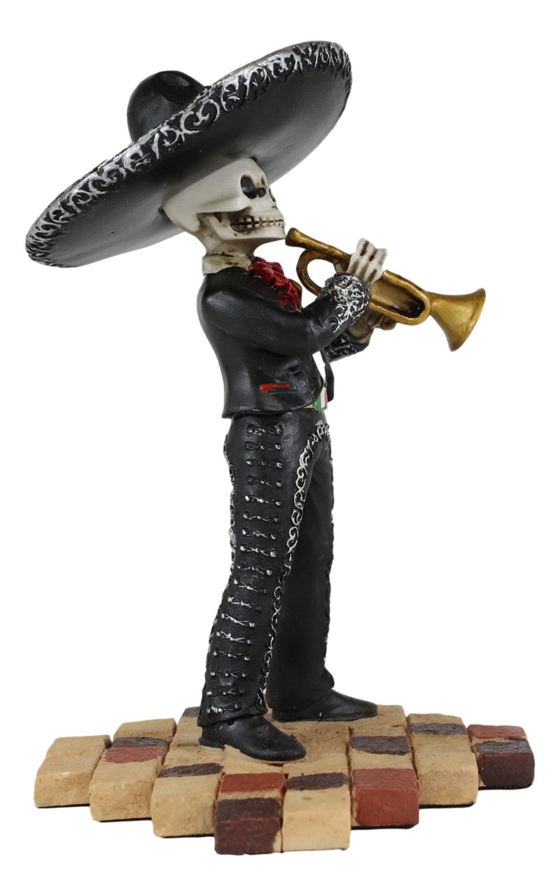Ebros Gothic Day of The Dead Black Mariachi Skeleton Trumpet Player Figurine 5.5"H