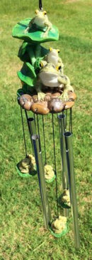 Ebros Pond Green Frog Family On Lily Pads Resonant Relaxing Wind Chime Patio