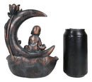 Buddha Monk On Lotus Crescent Moon Smoke Waterfall Backflow Cone Incense Burner