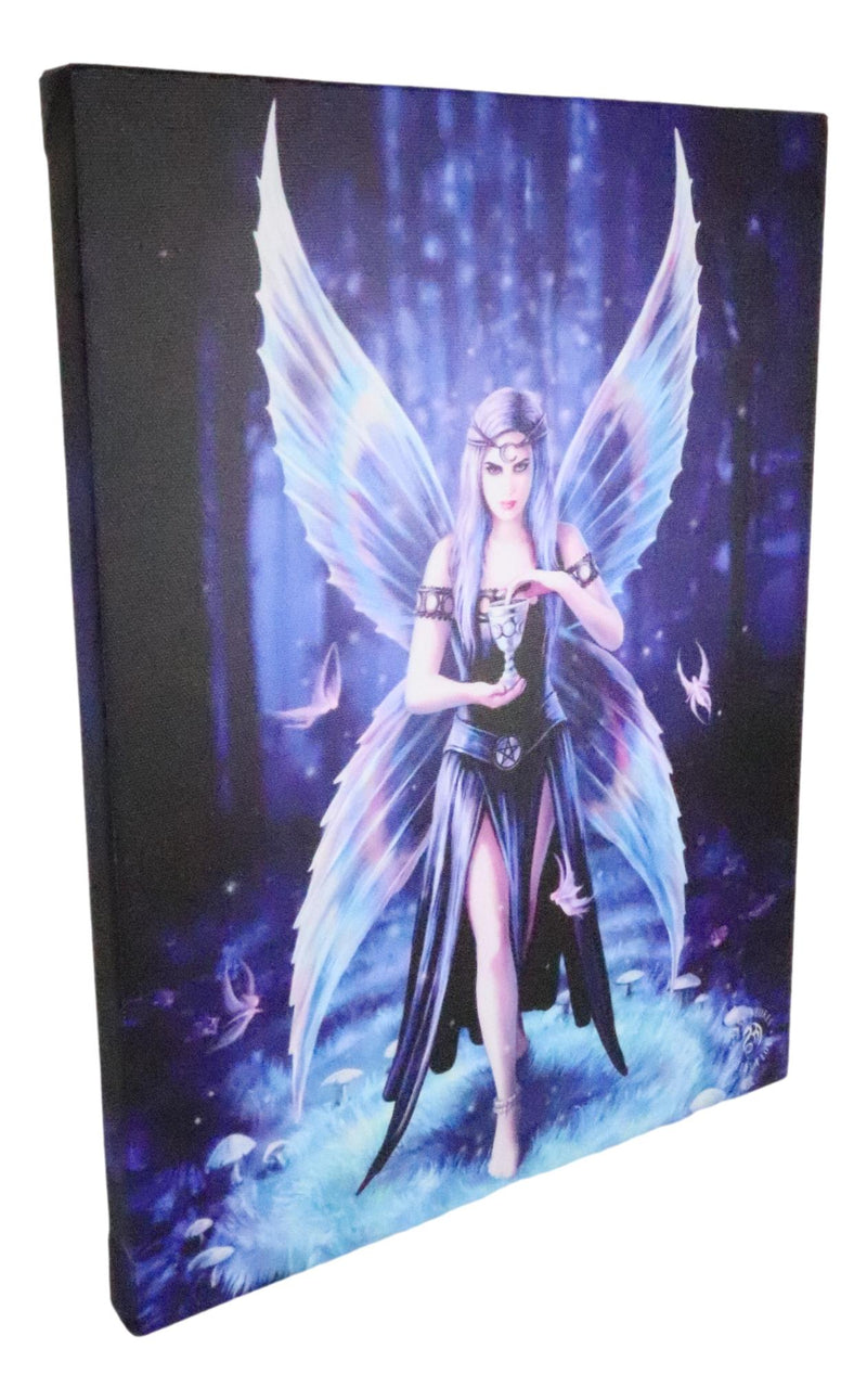 Ebros Anne Stokes Enchantment Triple Moon Fairy Wood Framed Canvas Wall Decor