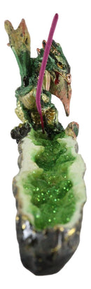 Ebros Gift Emerald Crystal Quarry Guardian Dragon Incense Holder Figurine 13" Long
