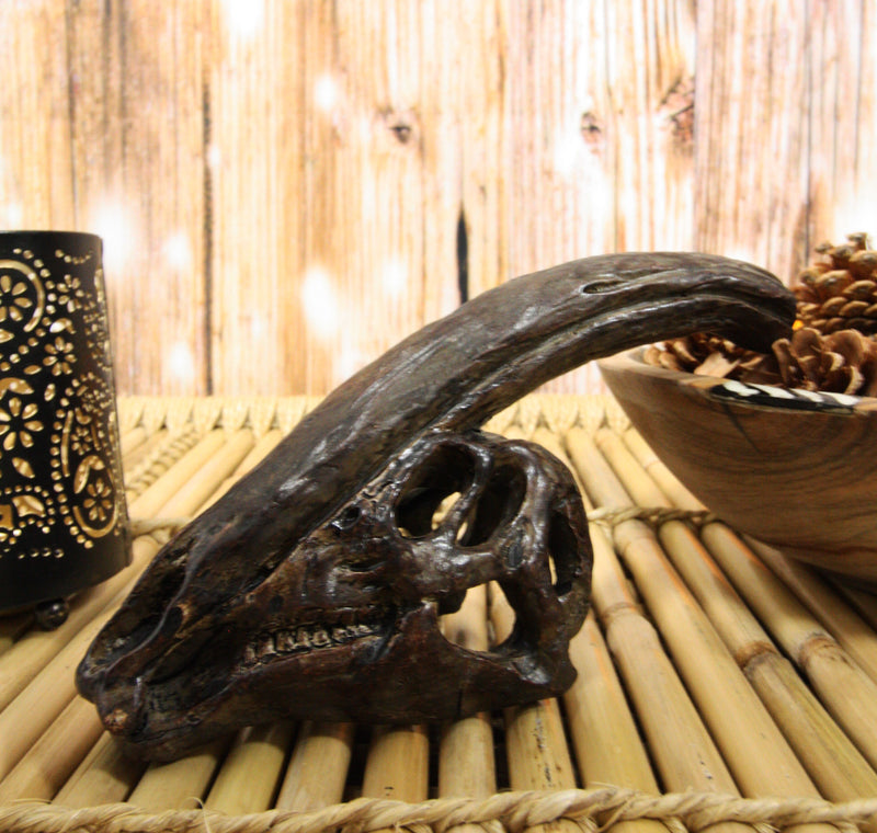 Faux Taxidermy Replica Parasaurolophus Dinosaur Head Fossil Small Skull Figurine