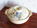 Japanese Blue Floral Donabe Stoneware Hot Clay Pot Casserole With Lid 72 FLOZ