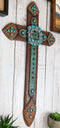 20" H Rustic Western Cowboy Faux Leather Turquoise Rocks Belt Buckle Wall Cross